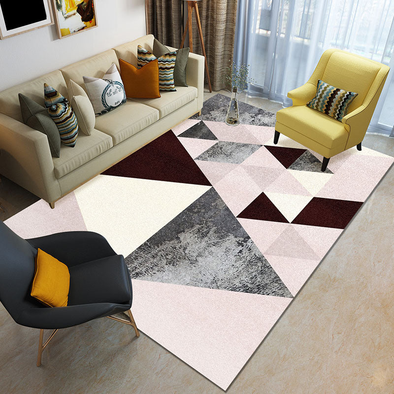 Funky Color Blocking Geometric Rug Multi Colored Nordic Rug Polypropylene Non-Slip Backing Pet Friendly Washable Rug for Room Nude Pink Clearhalo 'Area Rug' 'Modern' 'Rugs' Rug' 2199055