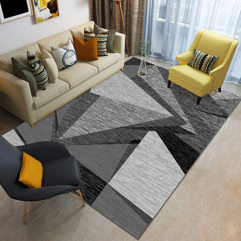 Funky Color Blocking Geometric Rug Multi Colored Nordic Rug Polypropylene Non-Slip Backing Pet Friendly Washable Rug for Room Grey Clearhalo 'Area Rug' 'Modern' 'Rugs' Rug' 2199059