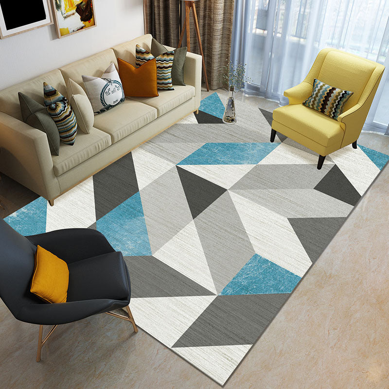 Funky Color Blocking Geometric Rug Multi Colored Nordic Rug Polypropylene Non-Slip Backing Pet Friendly Washable Rug for Room Blue Clearhalo 'Area Rug' 'Modern' 'Rugs' Rug' 2199060