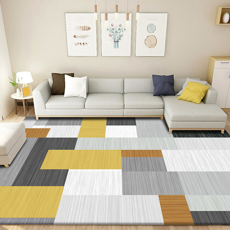 Funky Color Blocking Geometric Rug Multi Colored Nordic Rug Polypropylene Non-Slip Backing Pet Friendly Washable Rug for Room Clearhalo 'Area Rug' 'Modern' 'Rugs' Rug' 2199061