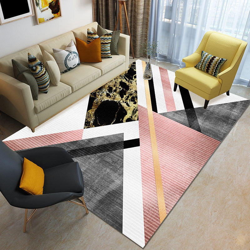 Funky Color Blocking Geometric Rug Multi Colored Nordic Rug Polypropylene Non-Slip Backing Pet Friendly Washable Rug for Room Clearhalo 'Area Rug' 'Modern' 'Rugs' Rug' 2199067