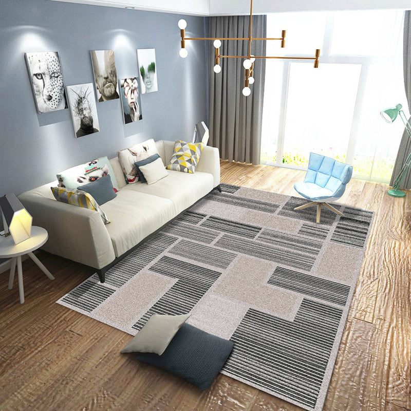 Minimalistic Geometric Rug Multi Colored Synthetics Carpet Stain Resistant Pet Friendly Anti-Slip Backing Rug for Living Room Clearhalo 'Area Rug' 'Modern' 'Rugs' Rug' 2199141