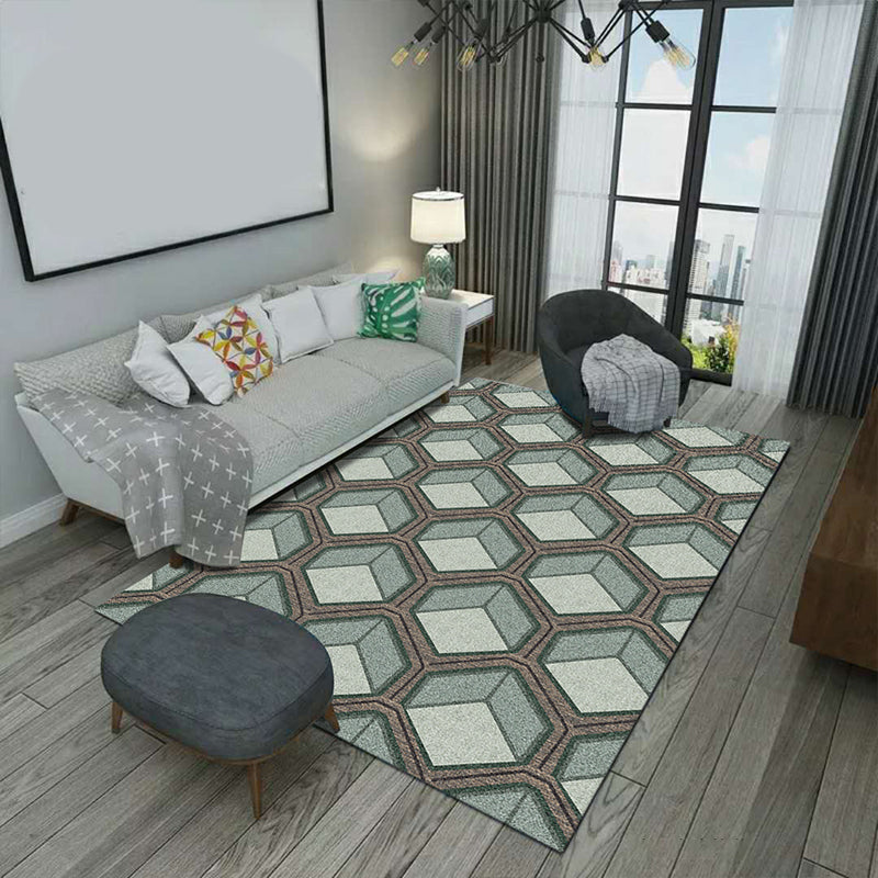 Minimalistic Geometric Rug Multi Colored Synthetics Carpet Stain Resistant Pet Friendly Anti-Slip Backing Rug for Living Room Green Clearhalo 'Area Rug' 'Modern' 'Rugs' Rug' 2199144