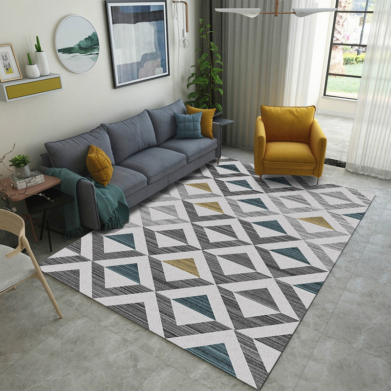 Minimalistic Geometric Rug Multi Colored Synthetics Carpet Stain Resistant Pet Friendly Anti-Slip Backing Rug for Living Room Gray-White Clearhalo 'Area Rug' 'Modern' 'Rugs' Rug' 2199150