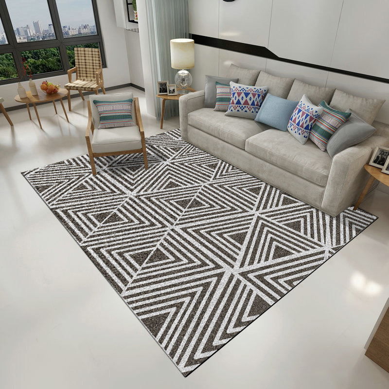 Minimalistic Geometric Rug Multi Colored Synthetics Carpet Stain Resistant Pet Friendly Anti-Slip Backing Rug for Living Room Tan Clearhalo 'Area Rug' 'Modern' 'Rugs' Rug' 2199152