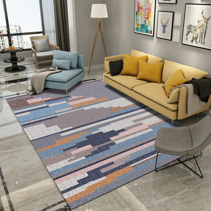 Minimalistic Geometric Rug Multi Colored Synthetics Carpet Stain Resistant Pet Friendly Anti-Slip Backing Rug for Living Room Clearhalo 'Area Rug' 'Modern' 'Rugs' Rug' 2199153