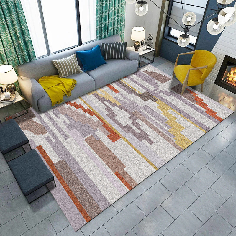 Minimalistic Geometric Rug Multi Colored Synthetics Carpet Stain Resistant Pet Friendly Anti-Slip Backing Rug for Living Room Clearhalo 'Area Rug' 'Modern' 'Rugs' Rug' 2199157