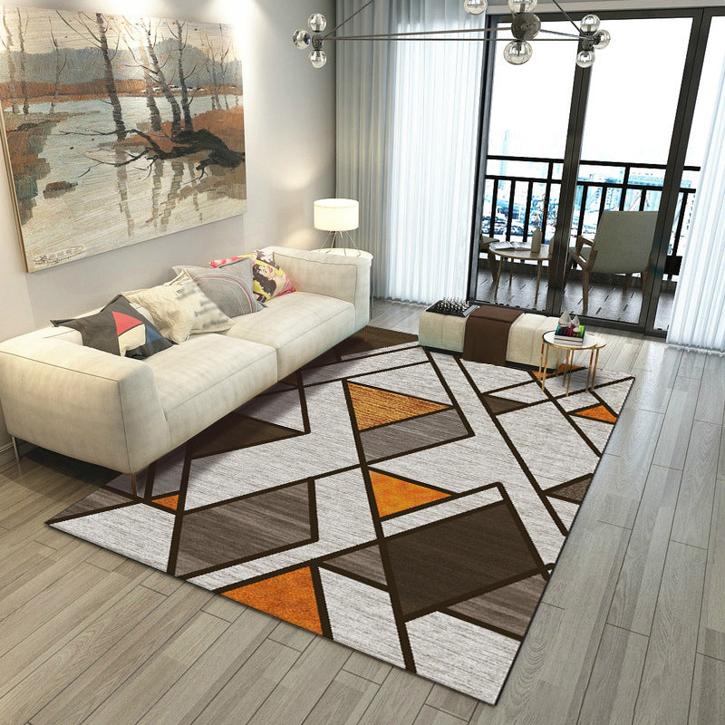 Minimalistic Geometric Rug Multi Colored Synthetics Carpet Stain Resistant Pet Friendly Anti-Slip Backing Rug for Living Room Yellow-Red Clearhalo 'Area Rug' 'Modern' 'Rugs' Rug' 2199161