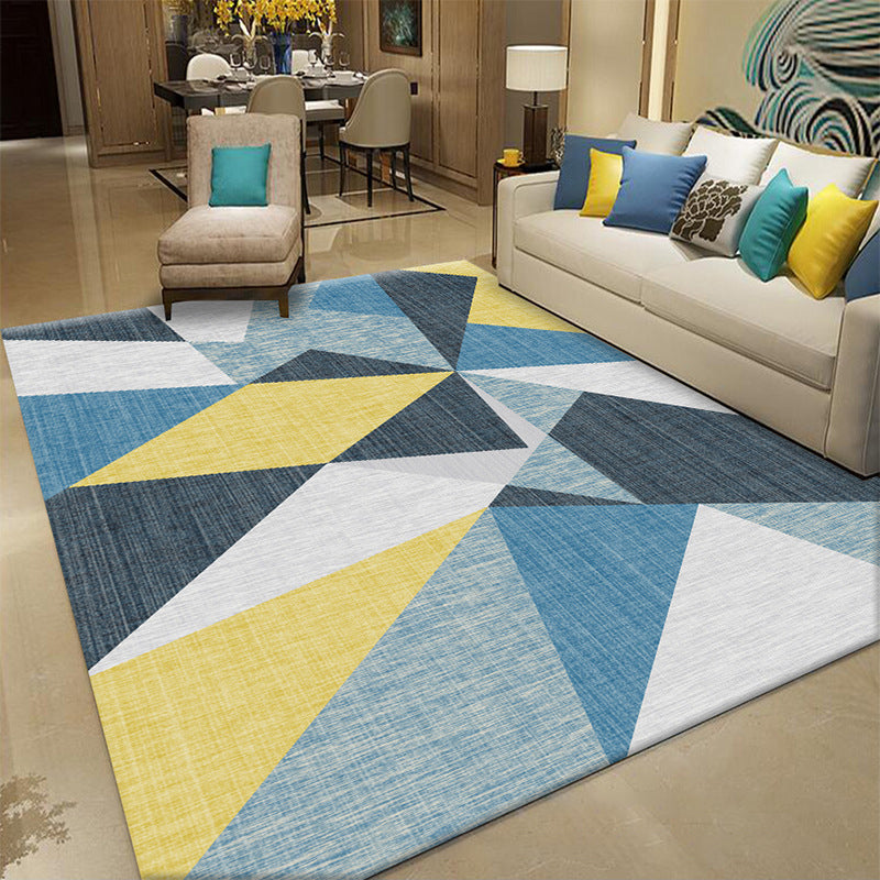 Multi Colored Room Area Rug Modern Colorblock Geometric Carpet Polypropylene Machine Washable Pet Friendly Non-Slip Rug Blue Clearhalo 'Area Rug' 'Modern' 'Rugs' Rug' 2199163