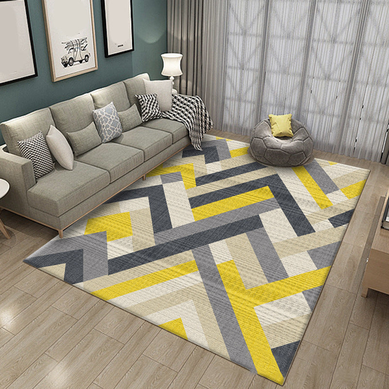 Multi Colored Room Area Rug Modern Colorblock Geometric Carpet Polypropylene Machine Washable Pet Friendly Non-Slip Rug Clearhalo 'Area Rug' 'Modern' 'Rugs' Rug' 2199167