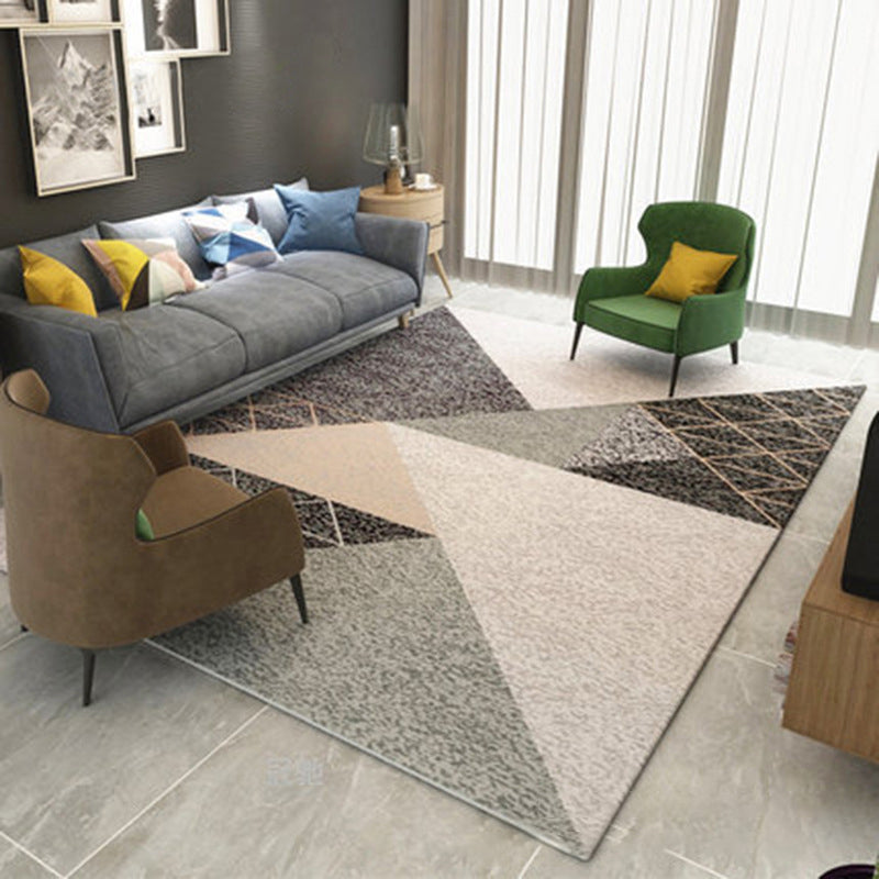 Multi Colored Room Area Rug Modern Colorblock Geometric Carpet Polypropylene Machine Washable Pet Friendly Non-Slip Rug Khaki Clearhalo 'Area Rug' 'Modern' 'Rugs' Rug' 2199169