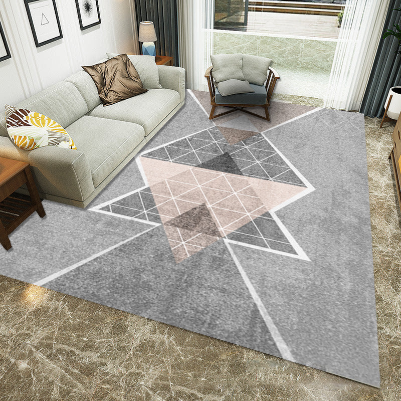 Multi Colored Room Area Rug Modern Colorblock Geometric Carpet Polypropylene Machine Washable Pet Friendly Non-Slip Rug Grey Clearhalo 'Area Rug' 'Modern' 'Rugs' Rug' 2199177