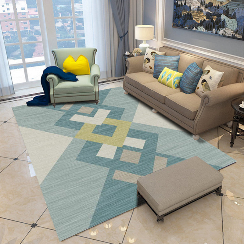 Multi Colored Room Area Rug Modern Colorblock Geometric Carpet Polypropylene Machine Washable Pet Friendly Non-Slip Rug Lake Green Clearhalo 'Area Rug' 'Modern' 'Rugs' Rug' 2199178