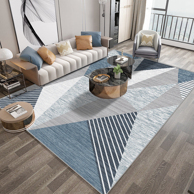 Comfort Multicolor 3D Triangle Rug Polyester Minimalism Rug Stain Resistant Pet Friendly Non-Slip Backing Indoor Rug for Hotel Blue Clearhalo 'Area Rug' 'Modern' 'Rugs' Rug' 2199194