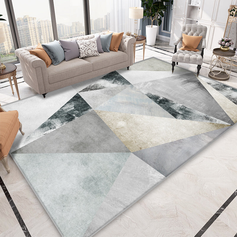 Soft Simplistic Rug Multi Color Geometric Art Print Carpet Stain Resistant Anti-Slip Backing Machine Washable Rug for Hall Gray-Green Clearhalo 'Area Rug' 'Modern' 'Rugs' Rug' 2199201