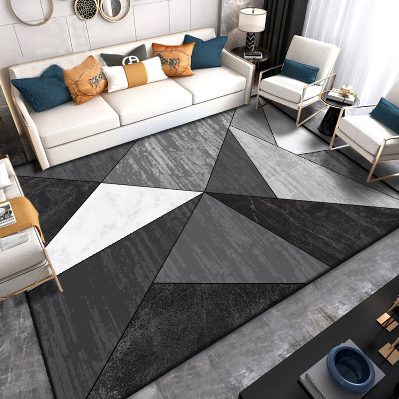 Soft Simplistic Rug Multi Color Geometric Art Print Carpet Stain Resistant Anti-Slip Backing Machine Washable Rug for Hall Black Clearhalo 'Area Rug' 'Modern' 'Rugs' Rug' 2199202