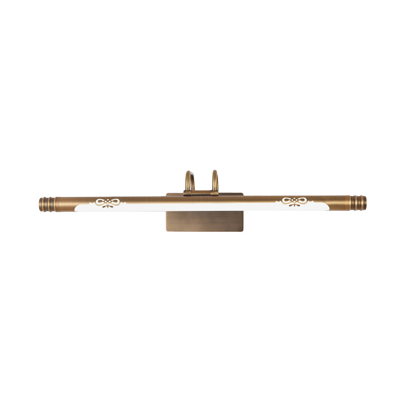 Tube Bathroom Vanity Light Classic Metal LED Bronze/Brass Sconce Lamp in White/Warm Light, 21"/26"/29" W Clearhalo 'Vanity Lights' 'Wall Lights' Lighting' 219921