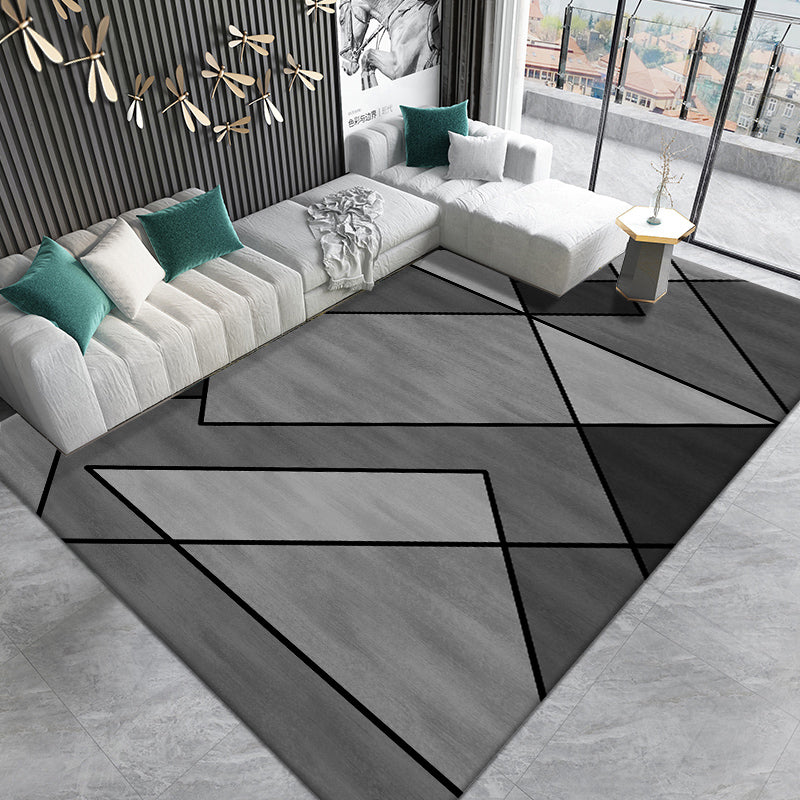 Fashionable Multicolor Nordic Rug Polyester Geometric Blocks Carpet Non-Slip Machine Washable Stain Resistant Rug for Living Room Silver Gray Clearhalo 'Area Rug' 'Modern' 'Rugs' Rug' 2199260