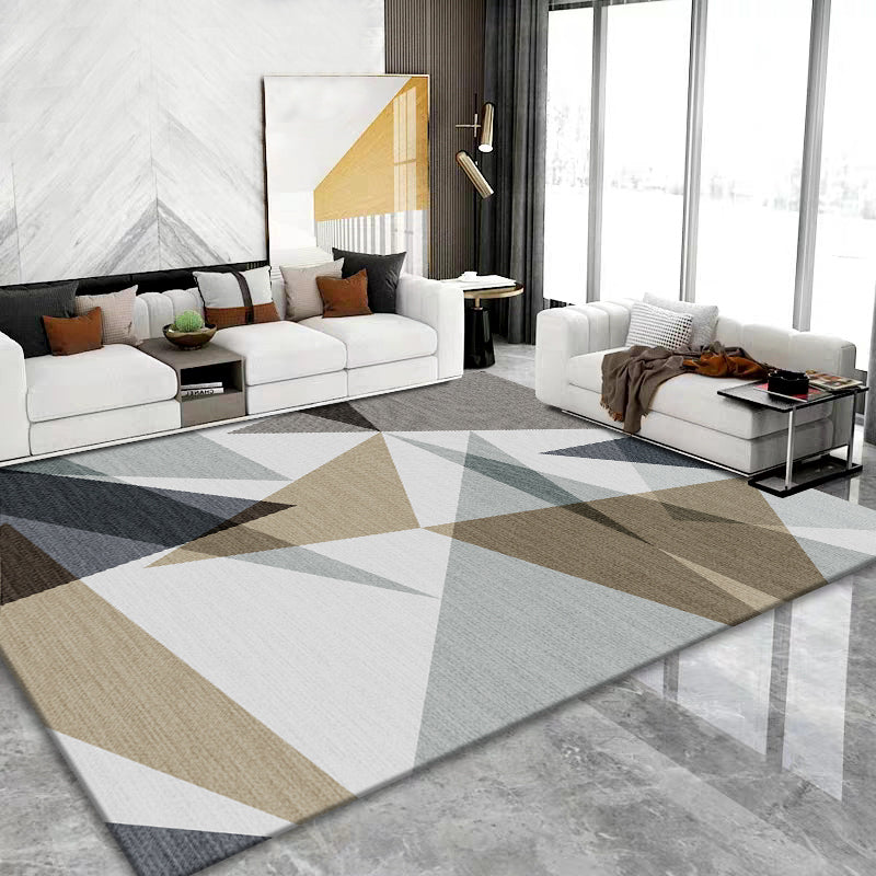 Fashionable Multicolor Nordic Rug Polyester Geometric Blocks Carpet Non-Slip Machine Washable Stain Resistant Rug for Living Room Brown Clearhalo 'Area Rug' 'Modern' 'Rugs' Rug' 2199263