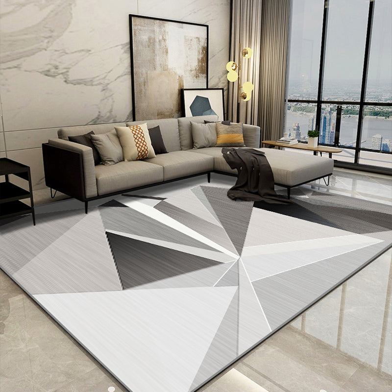 Fashionable Multicolor Nordic Rug Polyester Geometric Blocks Carpet Non-Slip Machine Washable Stain Resistant Rug for Living Room Gray-White Clearhalo 'Area Rug' 'Modern' 'Rugs' Rug' 2199264