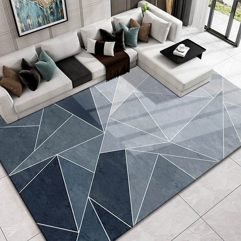 Fashionable Multicolor Nordic Rug Polyester Geometric Blocks Carpet Non-Slip Machine Washable Stain Resistant Rug for Living Room Blue Clearhalo 'Area Rug' 'Modern' 'Rugs' Rug' 2199265