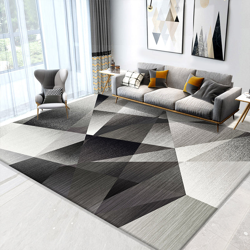 Fashionable Multicolor Nordic Rug Polyester Geometric Blocks Carpet Non-Slip Machine Washable Stain Resistant Rug for Living Room Grey Clearhalo 'Area Rug' 'Modern' 'Rugs' Rug' 2199266