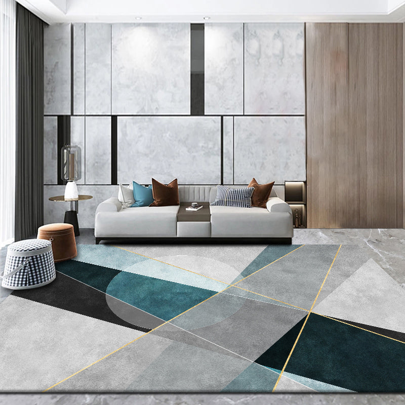 Multi-Color Geometric Rug Polypropylene Simplicity Rug Stain Resistant Anti-Slip Washable Rug for Great Room Aqua Clearhalo 'Area Rug' 'Modern' 'Rugs' Rug' 2199276