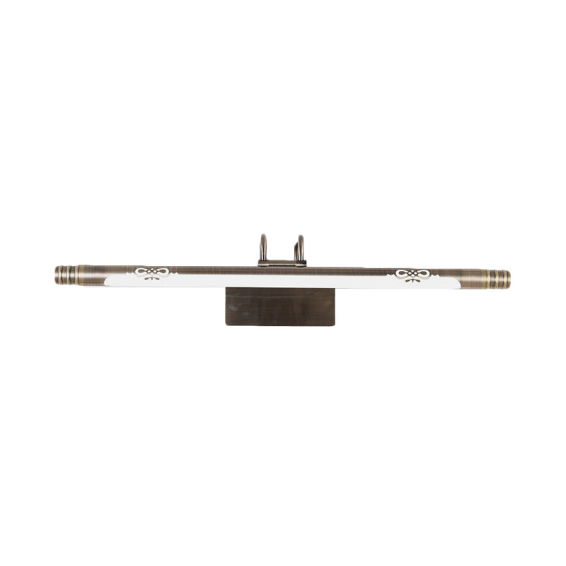 Tube Bathroom Vanity Light Classic Metal LED Bronze/Brass Sconce Lamp in White/Warm Light, 21"/26"/29" W Clearhalo 'Vanity Lights' 'Wall Lights' Lighting' 219928