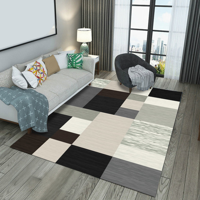 Modern Geometric Patchwork Rug Multi-Colored Polyester Carpet Non-Slip Backing Pet Friendly Machine Washable Rug for Lounge Brown Clearhalo 'Area Rug' 'Modern' 'Rugs' Rug' 2199308