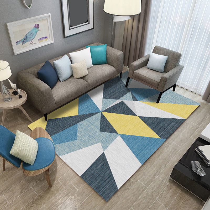 Modern Geometric Patchwork Rug Multi-Colored Polyester Carpet Non-Slip Backing Pet Friendly Machine Washable Rug for Lounge Blue Clearhalo 'Area Rug' 'Modern' 'Rugs' Rug' 2199317