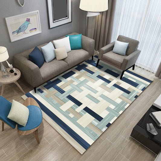 Modern Geometric Patchwork Rug Multi-Colored Polyester Carpet Non-Slip Backing Pet Friendly Machine Washable Rug for Lounge Aqua Clearhalo 'Area Rug' 'Modern' 'Rugs' Rug' 2199320