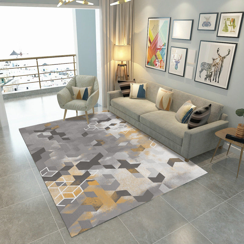 Modern Geometric Patchwork Rug Multi-Colored Polyester Carpet Non-Slip Backing Pet Friendly Machine Washable Rug for Lounge Khaki Clearhalo 'Area Rug' 'Modern' 'Rugs' Rug' 2199321