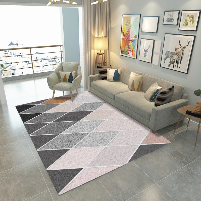 Modern Geometric Patchwork Rug Multi-Colored Polyester Carpet Non-Slip Backing Pet Friendly Machine Washable Rug for Lounge Light Pink Clearhalo 'Area Rug' 'Modern' 'Rugs' Rug' 2199322