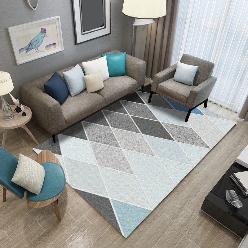 Modern Geometric Patchwork Rug Multi-Colored Polyester Carpet Non-Slip Backing Pet Friendly Machine Washable Rug for Lounge Light Blue Clearhalo 'Area Rug' 'Modern' 'Rugs' Rug' 2199324