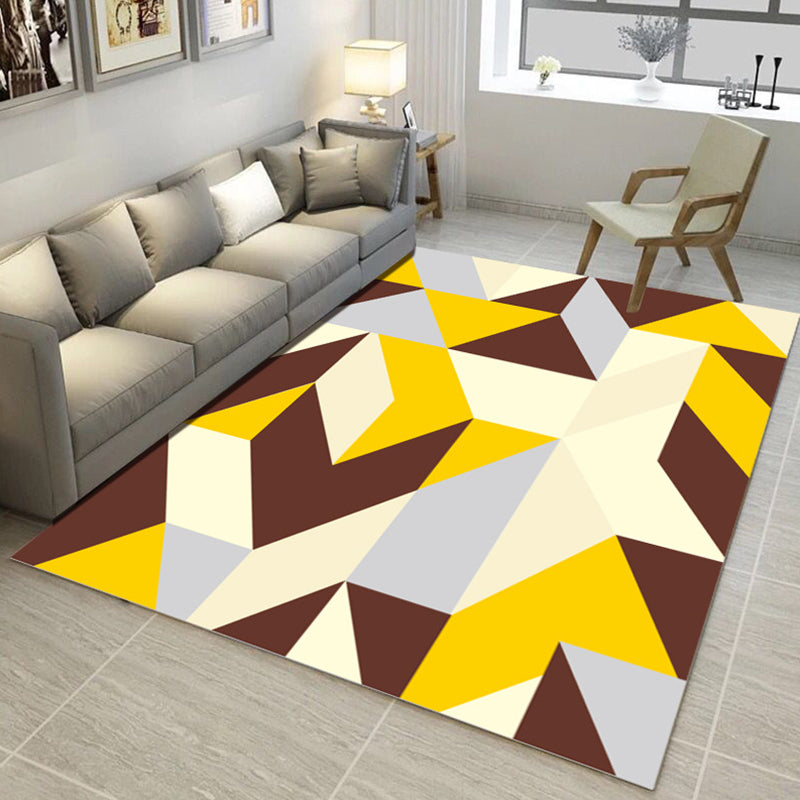 Environmental Modern Area Rug Multi Colored Geometrical Rug Pet Friendly Non-Slip Machine Washable Rug for Home Yellow Clearhalo 'Area Rug' 'Modern' 'Rugs' Rug' 2199366