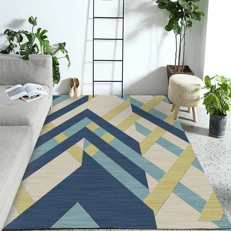 Pastel Colorblock Geometric Rug Multi-Color Nordic Carpet Polypropylene Pet Friendly Anti-Slip Backing Stain Resistant Rug for Room Navy Clearhalo 'Area Rug' 'Modern' 'Rugs' Rug' 2199370