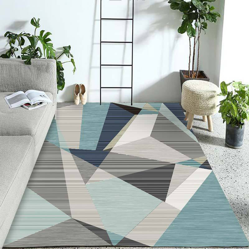 Pastel Colorblock Geometric Rug Multi-Color Nordic Carpet Polypropylene Pet Friendly Anti-Slip Backing Stain Resistant Rug for Room Lake Green Clearhalo 'Area Rug' 'Modern' 'Rugs' Rug' 2199377