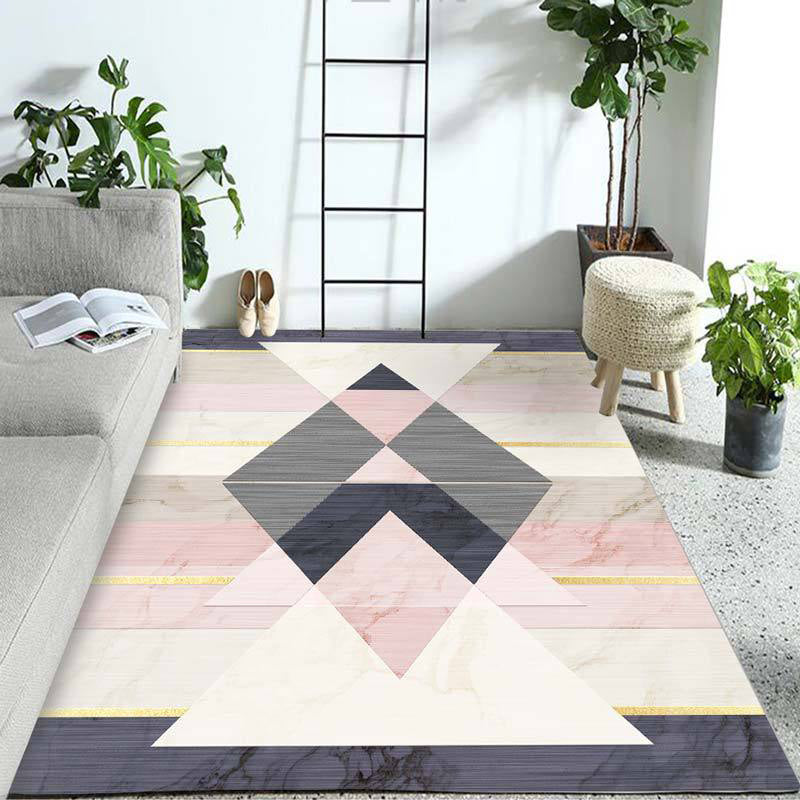 Pastel Colorblock Geometric Rug Multi-Color Nordic Carpet Polypropylene Pet Friendly Anti-Slip Backing Stain Resistant Rug for Room Pink Clearhalo 'Area Rug' 'Modern' 'Rugs' Rug' 2199390