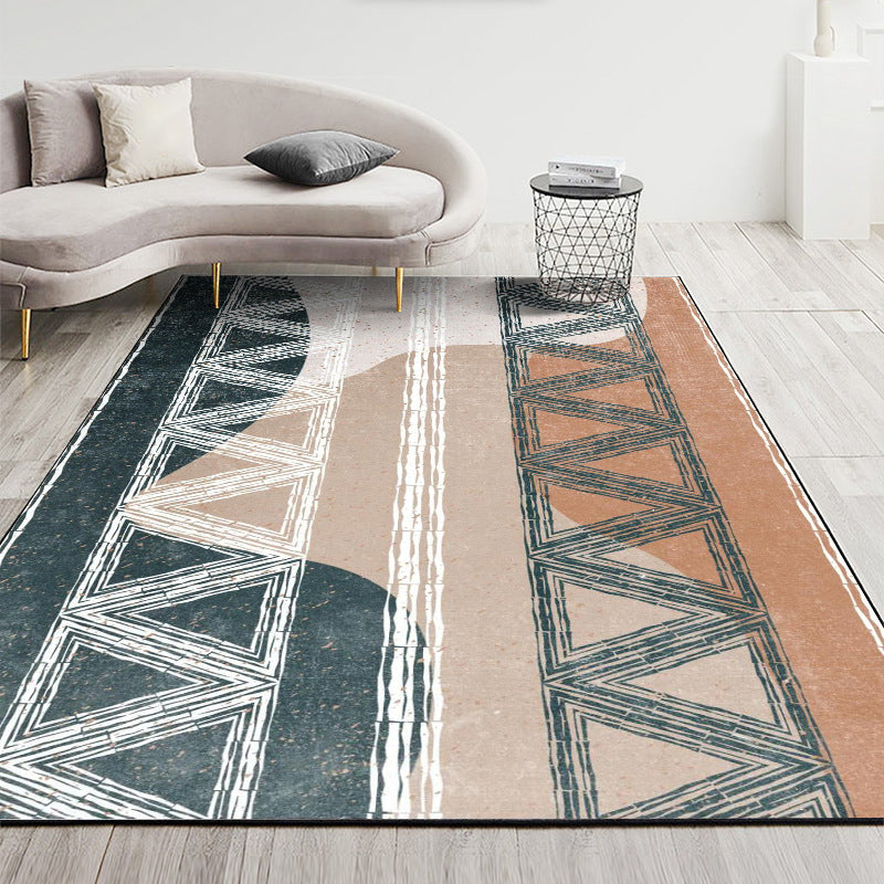 Nordic Geometric Printed Rug Multi Color Polyester Indoor Rug Anti-Slip Backing Washable Stain Resistant Carpet for Living Room Khaki Clearhalo 'Area Rug' 'Modern' 'Rugs' Rug' 2199407