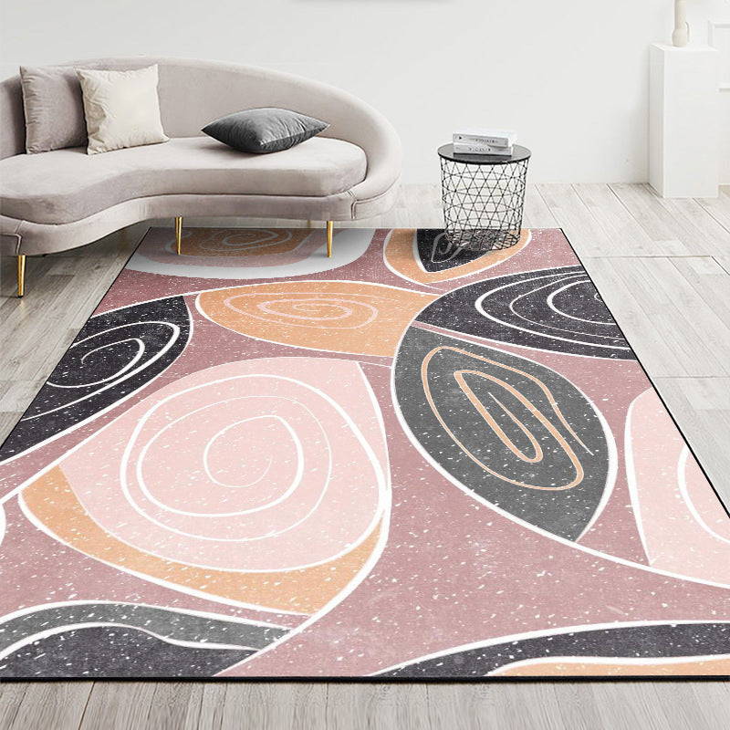 Nordic Geometric Printed Rug Multi Color Polyester Indoor Rug Anti-Slip Backing Washable Stain Resistant Carpet for Living Room Pink Clearhalo 'Area Rug' 'Modern' 'Rugs' Rug' 2199426