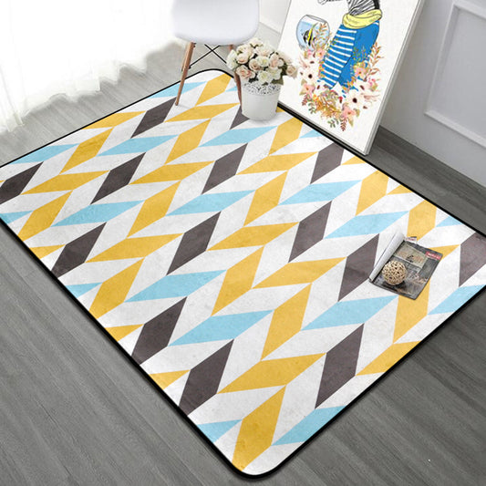 Bold Color-Block Geometric Rug Multi Colored Nordic Rug Synthetics Machine Wash Non-Slip Backing Stain Resistant Rug for Decoration Blue-Orange Clearhalo 'Area Rug' 'Modern' 'Rugs' Rug' 2199444