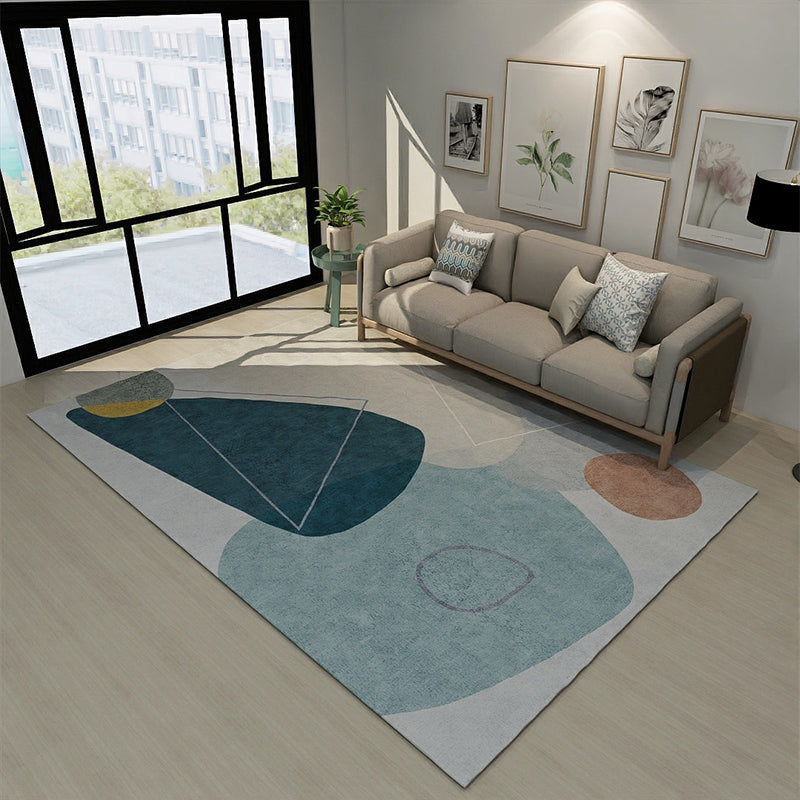 Modern Color-Blocking Geometric Rug Multicolor Polypropylene Rug Machine Washable Non-Slip Pet Friendly Area Rug for Room Blue Clearhalo 'Area Rug' 'Modern' 'Rugs' Rug' 2199466