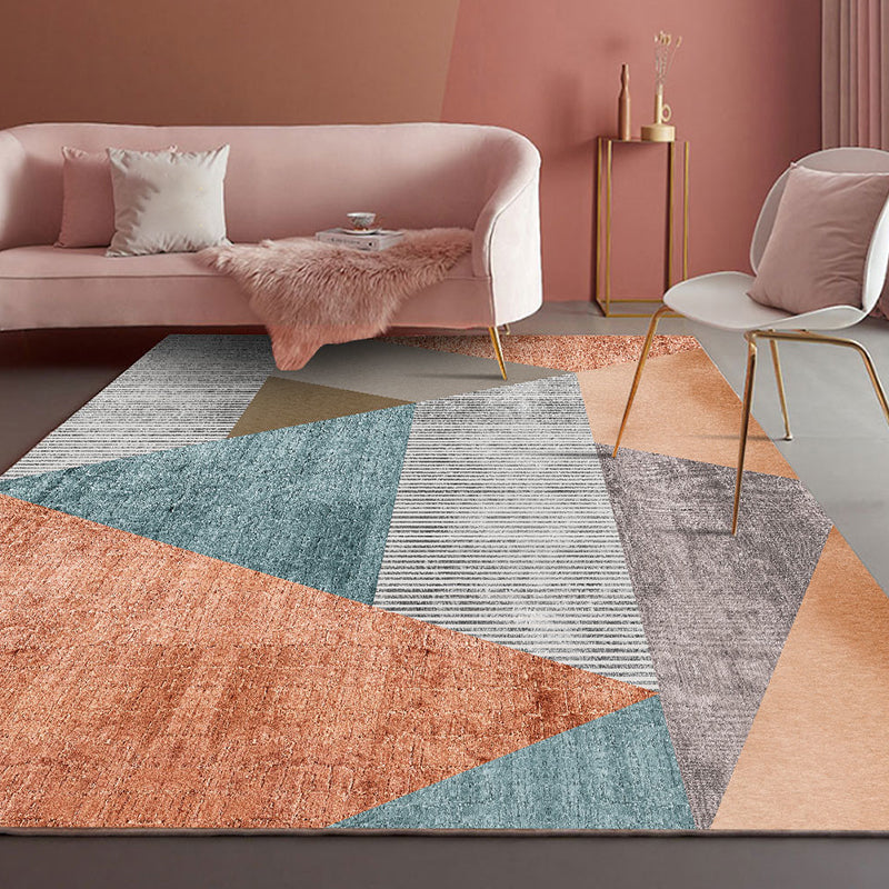 Modern Color-Blocking Geometric Rug Multicolor Polypropylene Rug Machine Washable Non-Slip Pet Friendly Area Rug for Room Yellow-Red Clearhalo 'Area Rug' 'Modern' 'Rugs' Rug' 2199472