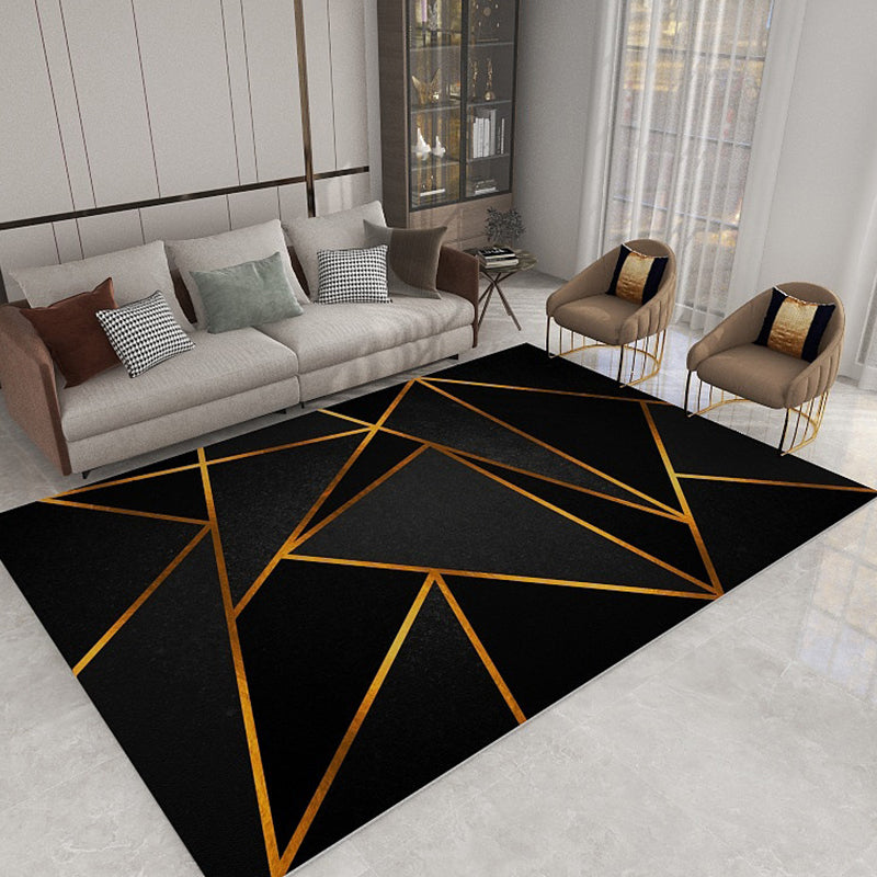 Modern Color-Blocking Geometric Rug Multicolor Polypropylene Rug Machine Washable Non-Slip Pet Friendly Area Rug for Room Black Clearhalo 'Area Rug' 'Modern' 'Rugs' Rug' 2199477