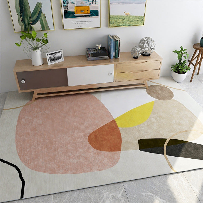 Modern Color-Blocking Geometric Rug Multicolor Polypropylene Rug Machine Washable Non-Slip Pet Friendly Area Rug for Room Pink Clearhalo 'Area Rug' 'Modern' 'Rugs' Rug' 2199493