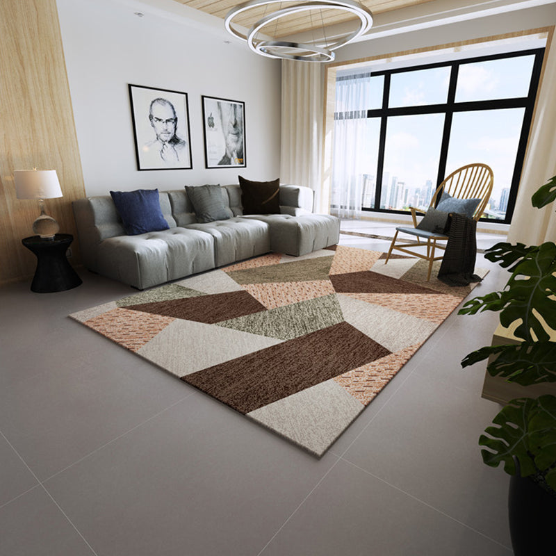 Novel Sketch Effect Geometric Rug Multi-Color Modern Carpet Polyester Stain Resistant Pet Friendly Anti-Slip Rug for Room Brown Clearhalo 'Area Rug' 'Modern' 'Rugs' Rug' 2199530