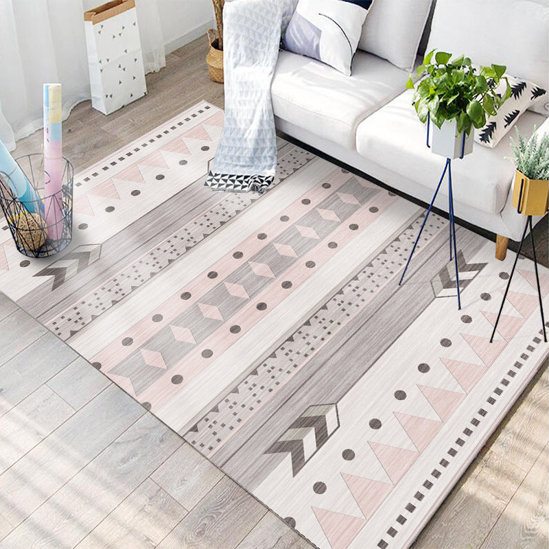 Nordic Hotel Area Rug Multi Colored Geometric Indoor Rug Synthetics Anti-Slip Stain Resistant Washable Rug Clearhalo 'Area Rug' 'Modern' 'Rugs' Rug' 2199562