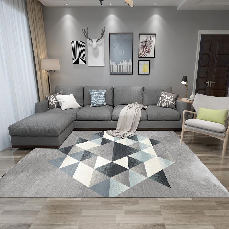 Nordic Hotel Area Rug Multi Colored Geometric Indoor Rug Synthetics Anti-Slip Stain Resistant Washable Rug Clearhalo 'Area Rug' 'Modern' 'Rugs' Rug' 2199564