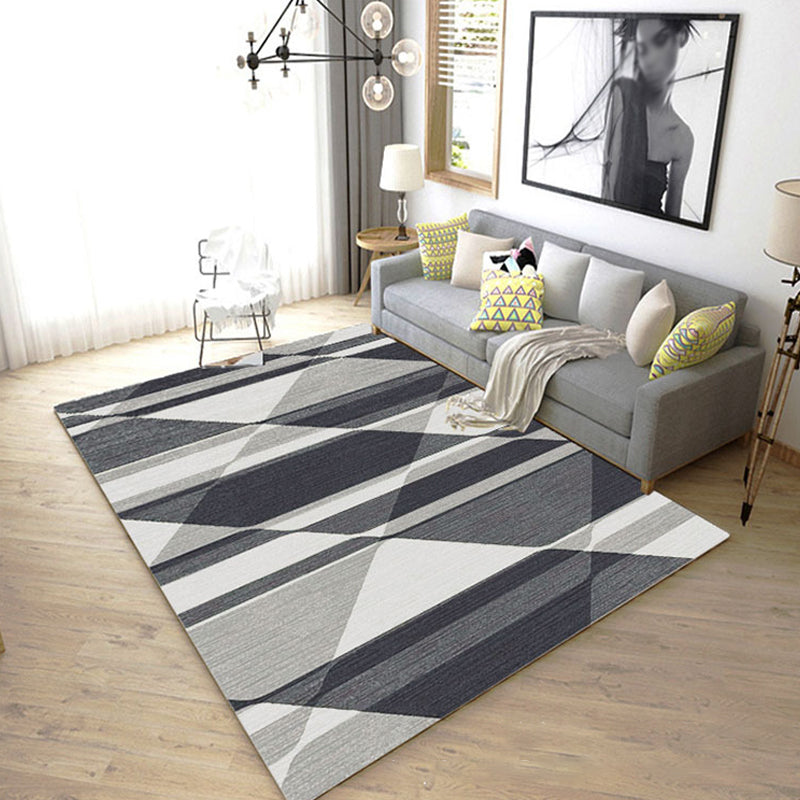 Nordic Hotel Area Rug Multi Colored Geometric Indoor Rug Synthetics Anti-Slip Stain Resistant Washable Rug Grey Clearhalo 'Area Rug' 'Modern' 'Rugs' Rug' 2199567