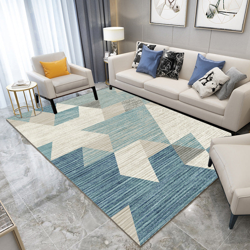 Nordic Hotel Area Rug Multi Colored Geometric Indoor Rug Synthetics Anti-Slip Stain Resistant Washable Rug Blue Clearhalo 'Area Rug' 'Modern' 'Rugs' Rug' 2199568